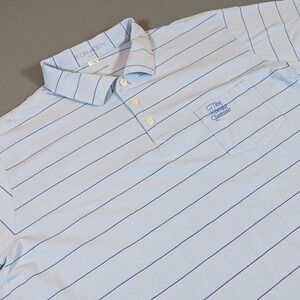 B Draddy USA Men's XL Golf Polo Shirt Light Blue Pinstripe Honda Classic
